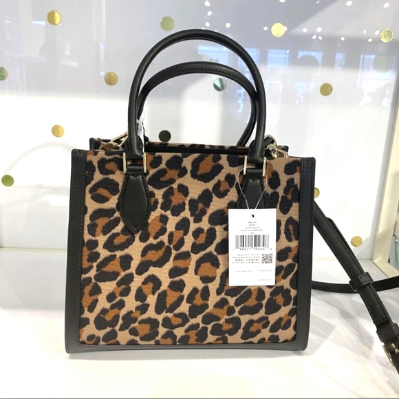 NWT Kate Spade KH455 Ellie Spotted Leopard Canvas Small Tote Crossbody Brown - Picture 2 of 5